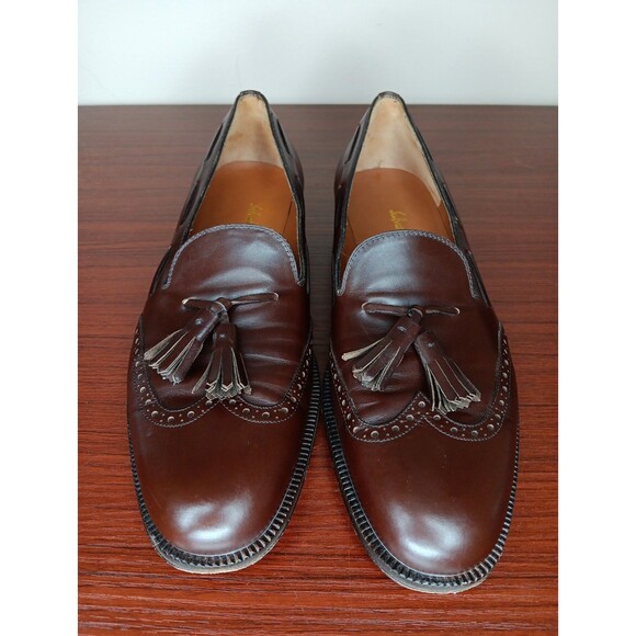 Salvatore Ferragamo Studio Tassel Loafers Size 8.5 D Brown Leather Made In Italy - Picture 2 of 7